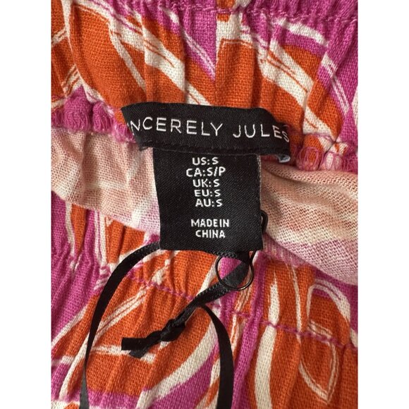 Sincerely Jules Women's Pink Orange Linen Blend Pants Size S NWT - Picture 4 of 8